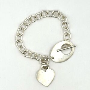 Silpada Retired B0779 Sterling Silver Heart Charm Toggle Bracelet